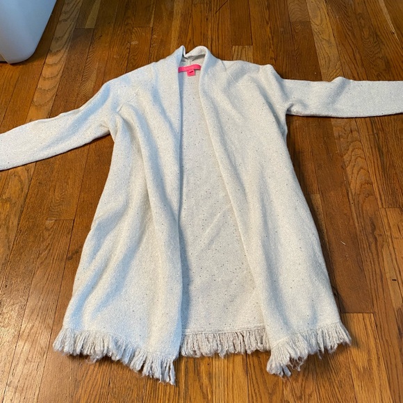 Lilly Pulitzer Shimmer Fringe Open Cardigan Sweater Size Small - Picture 4 of 9